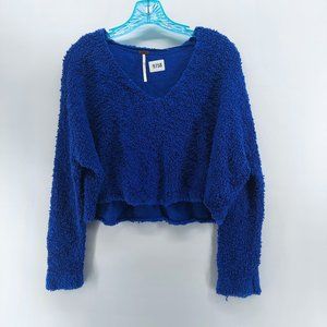 Free People Textured cropped blue shirt size small